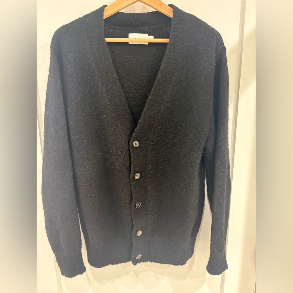 Topman Black Button-Up V-Neck Cardigan